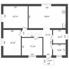 Продается 1-этажный дом, 91 м²
