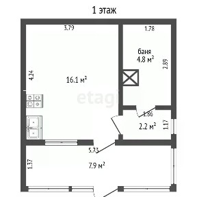 Продается 2-этажный дом, 52 м²