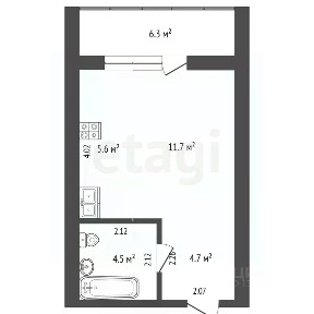 Продается студия, 26,2 м²