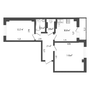 Продается 2-комн. квартира, 52,3 м²