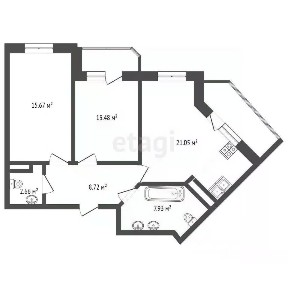 Продается 2-комн. квартира, 69 м²