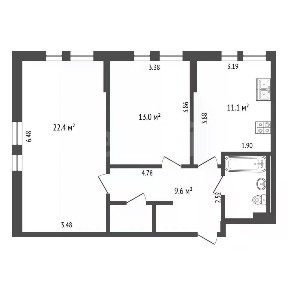 Продается 2-комн. квартира, 61,6 м²