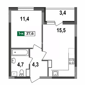 Продается 1-комн. квартира, 37,5 м²