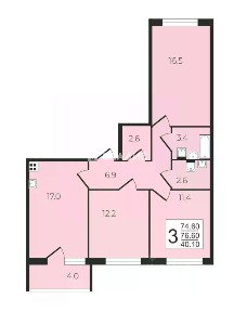 Продается 3-комн. квартира, 74,5 м²