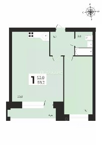 Продается 1-комн. квартира, 56 м²