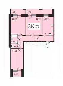 Продается 3-комн. квартира, 74,1 м²