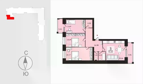 Продается 3-комн. квартира, 96 м²