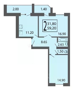 Продается 2-комн. квартира, 56,3 м²
