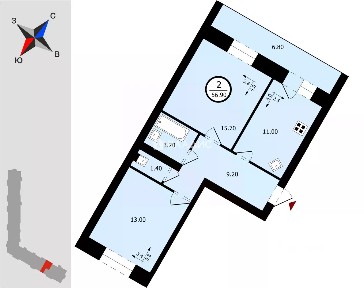 Продается 2-комн. квартира, 56,8 м²