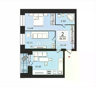Продается 2-комн. квартира, 66,44 м²