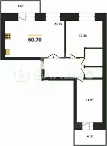 Продается 2-комн. квартира, 60,7 м²