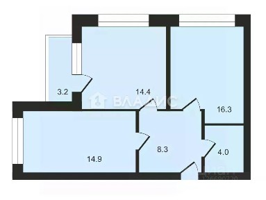 Продается 2-комн. квартира, 56,9 м²