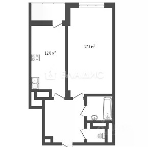 Продается 1-комн. квартира, 42,7 м²