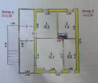 Продается 1-этажный дом, 57 м²
