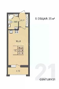Продается студия, 25 м²