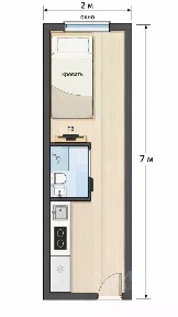 Продается апартаменты-студия, 14 м²