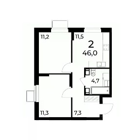 Продается 2-комн. квартира, 46 м²