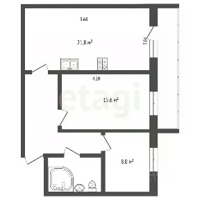 Продается 2-комн. квартира, 57,2 м²