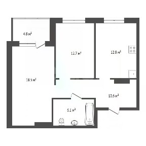 Продается 2-комн. квартира, 62,8 м²