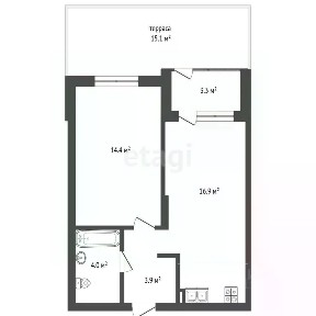 Продается 1-комн. квартира, 39,5 м²