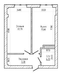 Продается 1-комн. квартира, 56,44 м²