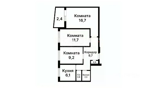Продается 3-комн. квартира, 58,3 м²