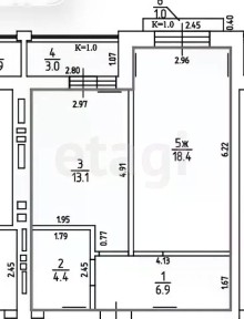 Продается 1-комн. квартира, 45,8 м²