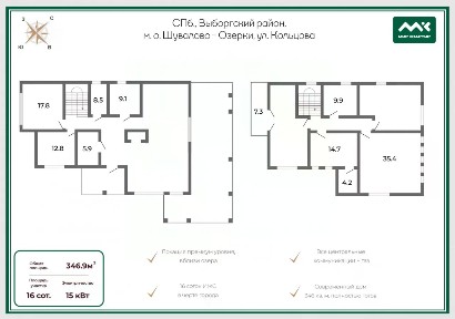 Продается 2-этажный дом, 346,9 м²