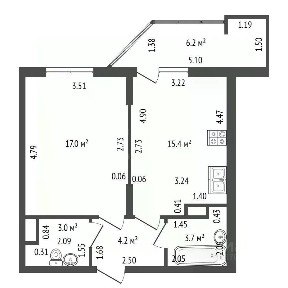 Продается 1-комн. квартира, 43,4 м²