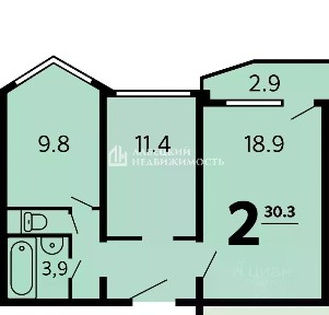 Продается 2-комн. квартира, 51,4 м²