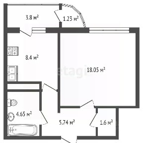 Продается 1-комн. квартира, 38,6 м²