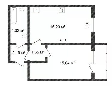 Продается 1-комн. квартира, 39,1 м²