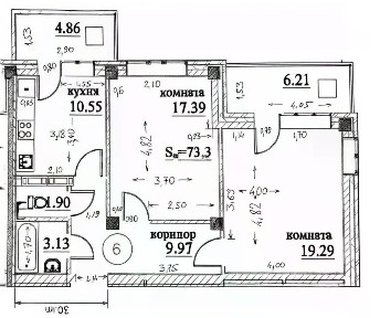 Продается 2-комн. квартира, 73,3 м²