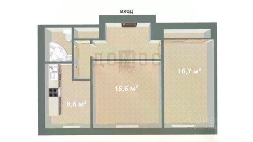 Продается 2-комн. квартира, 54,7 м²