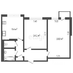 Продается 2-комн. квартира, 53,7 м²