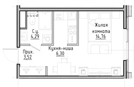 Продается студия, 28,87 м²