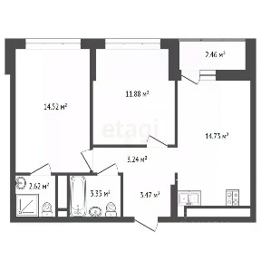 Продается 2-комн. квартира, 56,27 м²