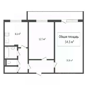 Продается 2-комн. квартира, 54,3 м²