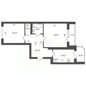 Продается 2-комн. квартира, 59 м²
