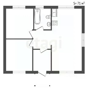 Продается 1-этажный дом, 71 м²