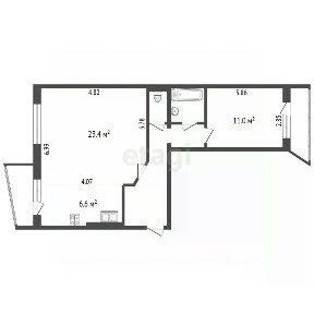 Продается 2-комн. квартира, 55,5 м²