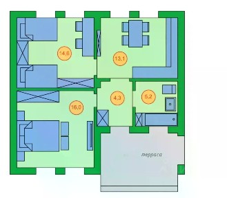 Продается 1-этажный дом, 74,2 м²