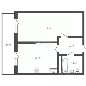 Продается 1-комн. квартира, 34,6 м²
