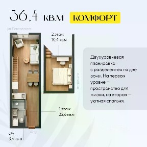 Продается апартаменты-студия, 36,4 м²