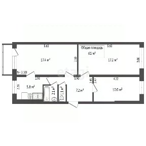 Продается 3-комн. квартира, 61 м²