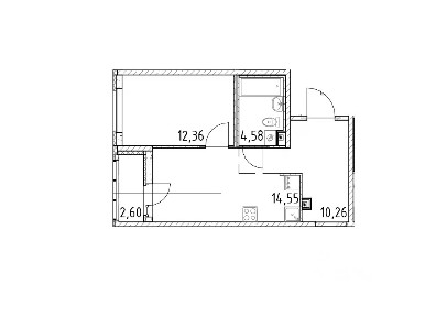 Продается 1-комн. квартира, 43,05 м²