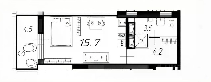Продается студия, 23,5 м²