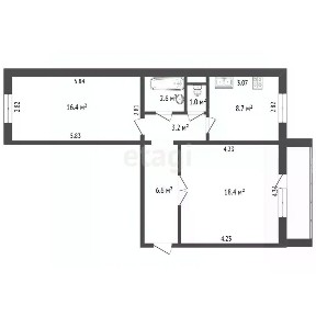 Продается 2-комн. квартира, 56,7 м²