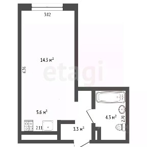 Продается студия, 25,3 м²