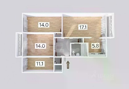 Продается 4-комн. квартира, 75,8 м²